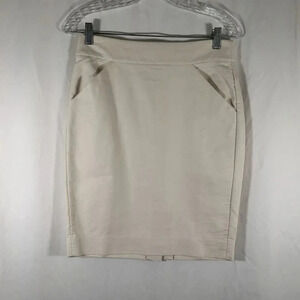 J. Crew Knee Length Skirt Women's 2 White The Pencil Skirt Zip Back 100% Cotton